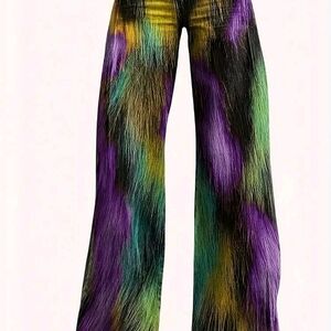 Multicolor Patterned Wide-Leg Pants